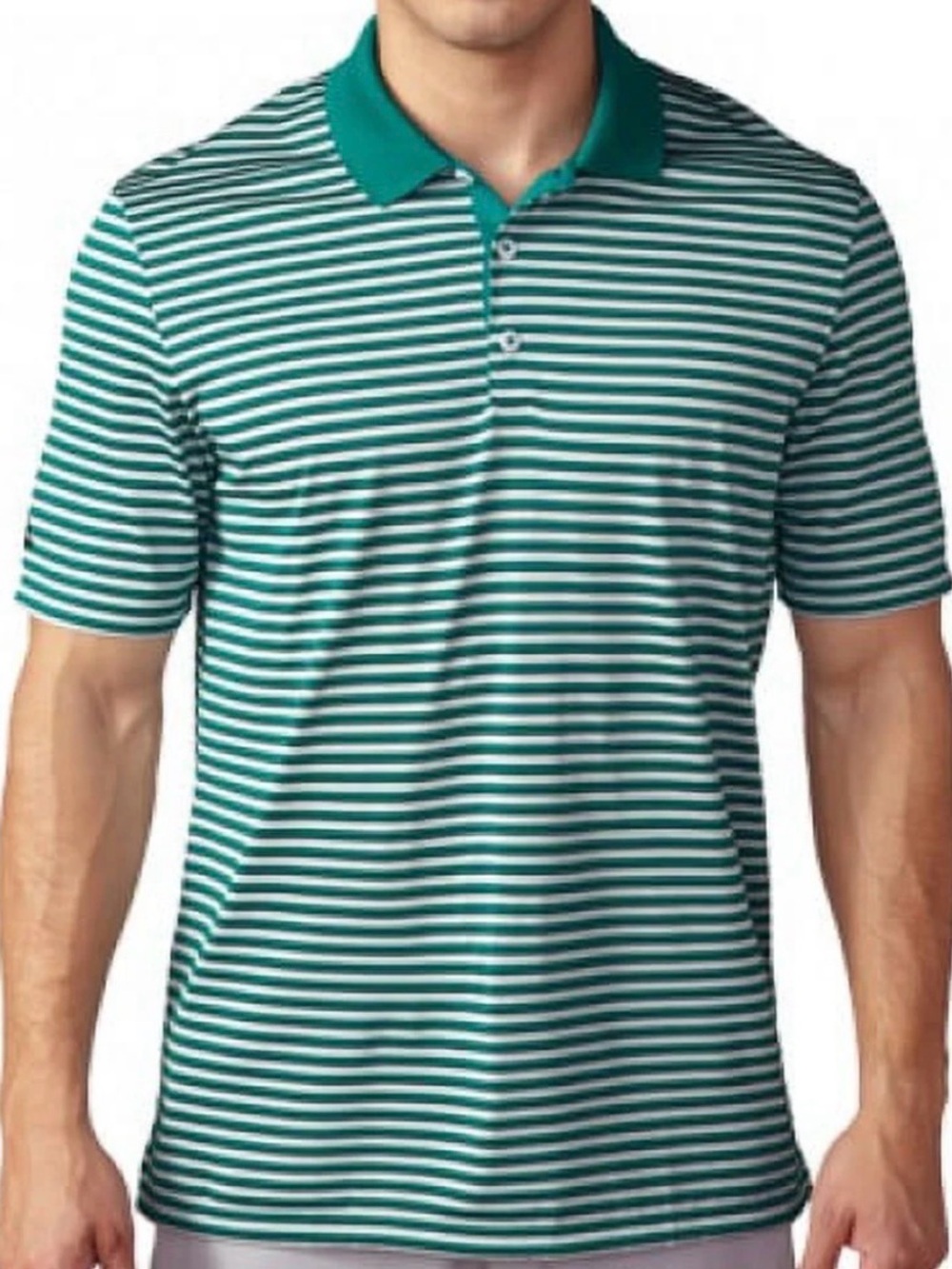 Adidas Golf Men's Performance Green Striped Polo Shirt Size X-Large